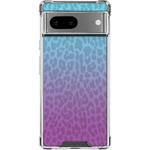 Cheetah Print Purple and Blue Google Pixel 8 Clear Case